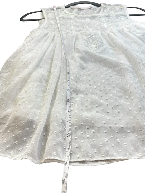 Zara Embroidered Dotted Mesh Top Chiffon Sleeveless 2017 Blogger Fave XS Ecru - Picture 8 of 12